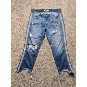 Hidden Denim 2 Tone Jeans Ankle Straight Raw Frayed Hem Size 30 Distressed